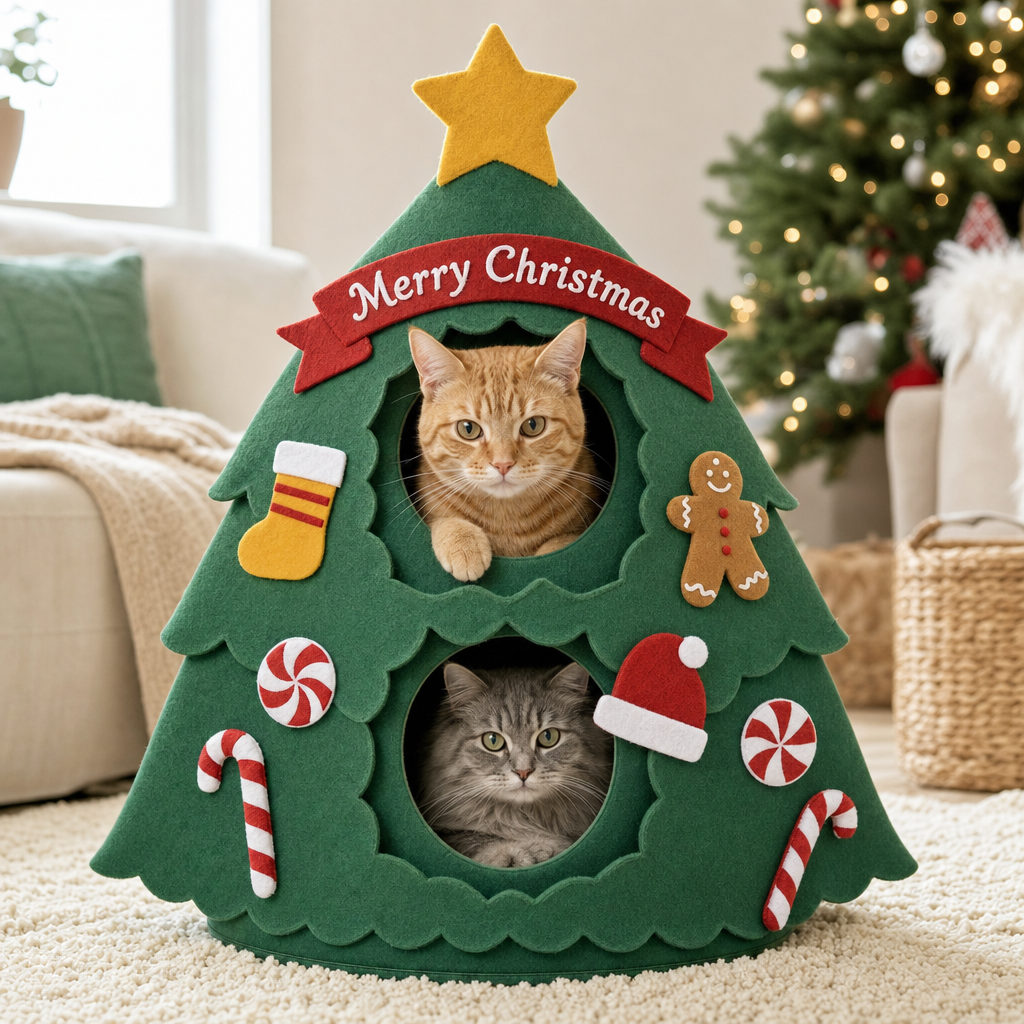 The Treehouse — Two-Story Christmas Cat House