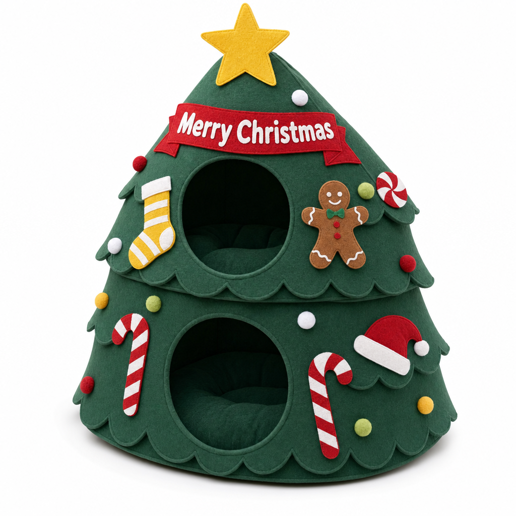 The Treehouse — Two-Story Christmas Cat House