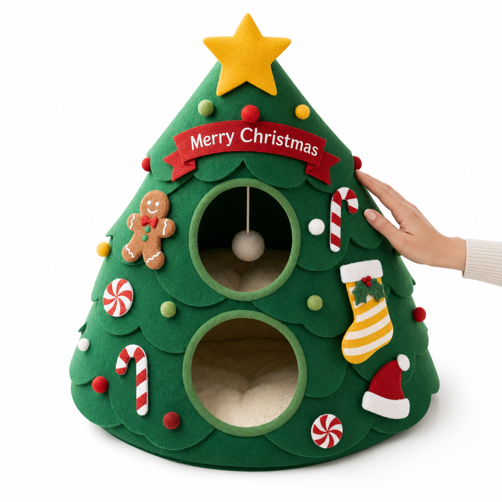 The Treehouse — Two-Story Christmas Cat House