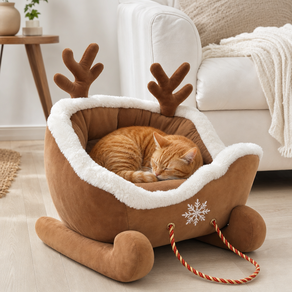 The Dasher — Reindeer Sleigh Cat Bed